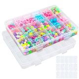 18 Grids Plastic Clear Organizer Box Bead Storage Containers with Adjustable Dividers for Craft Jewelry Fishing Tackles Parts Storage