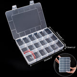 18 Grids Plastic Clear Organizer Box Bead Storage Containers with Adjustable Dividers for Craft Jewelry Fishing Tackles Parts Storage