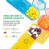 Weekly Pill Organizer 3 Times a Day Compact Pill Box 7 Day Large Compartments Moisture-Proof Pill Case Medication Reminder Portable Travel Pill Dispenser